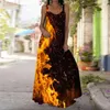 Casual Kleider Bohemian Maxi Kleid Frauen Hosenträger Trägerlosen Mopp Robe Dame Tie Dye 3D Gedruckt Ärmellose Lange Weibliche Große Größe Vestido