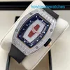 Montre célèbre RM Watch Grestest Watch RM07-01 Series18k Platinum Black Ceramic Original Diamond Red Black Lip RM0701 Automaical Women's