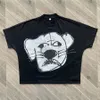 Męskie koszule y2K koszula gotycka punkowa krótka harajuku hip hop nadruk okrągły bawełniany bawełniany tshirt gotyckie topy z krótkim rękawem