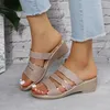 Elbise ayakkabı kadın sandalet yaz yüksek topuk flip flops kama tasarımcısı açık ayak parmağı terlik sandalias de plataforma para mujer