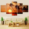 Dekoracje domu HD odbitki zdjęcia płócienne Obrazy 5 sztuk Sunset Fala Palm Palme Plakaty Seascape Plakaty sypialnia Ściana No Frame330J