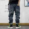 Herren Jeans Amerikanische Mode Hip Hop Cargo Jeans Streetwear Skateboard Harem Hosen Männer Kleidung Japanische Harajuku Denim Casual Hosen Männlich L240313