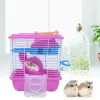 Klatki podwójnie warstwy chomika Cage Pet House Acryl Portable Small Pets House Chinchilla House (czerwony)