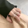 Cluster Rings 925 Silver Plated Metal Geometric Chain Finger Ring For Women Girls Punk Party Jewlery Gifts E1248