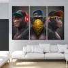 Pôster impressões em tela 3 macacos sábio legal gorila pintura de parede arte para sala de estar imagens de animais decoração moderna para casa 204v