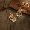 Dangle Earrings Beaded Fashion Rainbow Hand Woven Simplicity Gradient Bohemia Alloy Female Rice Bead