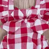 Strampler Pudcoco US Stock Born Säuglingskinder Baby Mädchen Sommer Schulterfrei Plaid Bow Strampler Stirnband für Alter 0-18 Monate