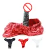 Faux leather latex male female masturbation underwear dildo panties pants with anal dildo penis plug belt sex toy for women6833692