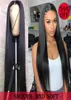 Em linha reta 13x6 frente do laço perucas de cabelo humano brasileiro virgem remy cabelo preto feminino preplucked 360 peruca frontal3466445