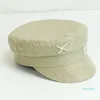 Berretti Berretti di lusso da donna perle lettera cappello militare berretti piatti regolabili moda femminile cappello blu scuro casual