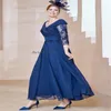 Elegante azul mãe da noiva vestidos comprimento do chá boho chiffon vestido de convidado de casamento com mangas fora dos ombros uma linha apliques renda mãe noite formal vestidos de festa