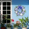 Decorative Flowers Blue Willow Christmas Wreath Front Door White Porcelain Plate Farmhouse Rustic Wall Art Artificial Decoration