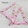 Charme Doremi Enamel Triangle de boucles d'oreilles en bambou 50/60 / 70 mm Personnalisez les boucles d'oreilles personnalisées de style oreille de boucle d'oreille pour les cadeaux pour les cadeaux