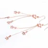 Orecchini pendenti in oro viola 585 goccia lunga per le donne placcato 14K rosa catena di osso di serpente nappa stella orecchini gioielli regalo elegante