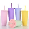 Tazas Reutilizables Doble Pared 700ml 710ml 24oz Taza de plástico de color pastel Vaso frío con paja y tapa