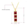 Collares colgantes VQYSKO Color oro Acero inoxidable Cuadrado de marca Forma clara y roja CZ para mujeres Joyería de fiesta