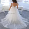 Charming V Neck Boho Wedding Dress 2024 Celtic A Line Tulle Bohemian Bridal Gowns Sexy Backless Sweep Train Country Garden Bride Dress Simple vestidos novias boda