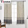 Curtains Modern Grey Printing Wavy Striped Curtain Bedroom Blackout Short Curtains For Living Room Balcony Kitchen Window Drapes Cortinas