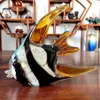 Decorative Figurines Vivid Stripe Tropical Fish Glass Sculpture Colorful Pattern Home Decoration Realistic Shape Room Tank Decors246r