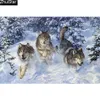 Full Square 5D DIY Diamond Painting Three wolves Embroidery Cross Stitch Mosaic Home Decor237A