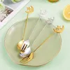 Forks Eid Star Moon Spoon And Fork Stainless Steel Muslim Islamic Mubarak Dessert Cake Fruit Home Decor Party Supplies