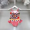 Classics kids one-pieces Swimsuit Designer girls swimwear Size 80-150 CM Colorful diamond pattern child Beach Bikinis Children Swimwears 24Mar