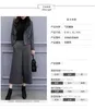 New women's spring and autumn two-piece jumpsuit, herringbone pattern woolen jacket, wide leg pants, fashionable set