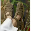 Sandales printemps et été romain anglais Vintage tissé confortable 100 couches peau de vache Style coréen chaussures de pied décontractées