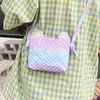 Fashion Women's Fish Scale Sequins Crossbody Bag Luxury Designer New High Quality Colorful Square Wallet Gradient Cute Cat Waist Bag Shoulder Bag