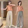 Kläderuppsättningar 2024 Summer Kid Baby Girls Cloth Fashion Casual 2st Set Top Pants Korean Style Children 6 8 9 10 11 12year