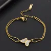 Bedelarmbanden 316L roestvrij staal mode luxe sieraden ingebed zirkon natuurlijke schaal vlinder ketting armbanden voor vrouwen