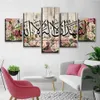 Leinwand Bild Muslimische Kalligraphie Poster Druck Arabisch Islamische Wandkunst 5 Stück Blume Allahu Akbar Gemälde Home328g