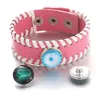 Charm Armband Pink Snap Leather Armband Retro Handgjorda flätade knappar Fit 18mm smycken 4397