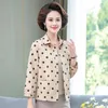 Women's Blouses Spring Autumn Long Sleeves Shirt Jacket 2024 Polka Dot Printing Mother Loose Single Breasted Ladies Thin Coat