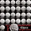 63pcs USA Full Set Walking Liberty Coins Bright Silver Silver plated copper copy coin301S