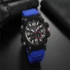 Orologio sportivo da uomo al quarzo digitale blu 1000, ora mondiale, funzione completa, impermeabile, con sollevamento automatico della lancetta a LED, serie in rovere chiaro