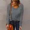 Women's T Shirts The Sheer Striped Long-sleeved Top For Autumn And Winter