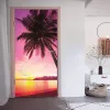 Autocollants Rose plage grande étoile de mer motif porte autocollant Mural paysage naturel salon chambre maison intérieur Art affiche décalcomanie porte décor