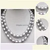 Colares frisados ​​Beautif 910mm Natural Tahitian Grey Sier Pearl Necklace 32 Quot96722979172376 Drop Delivery Jóias Pingentes Dhake