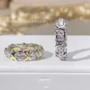 Designer tiffay and co 16 Stone Double Color Cross Contrast Ring Couple Matching X-shaped