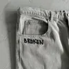 Broken Planet Jeans-Black i White European and American Fashion Street Jeans Damskie ulicy hip-hopowe swobodne spodnie sportowe