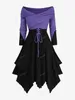 Vestidos Casuais Rosegal Plus Size Sweater Mulheres Outono Inverno Lace Up Dois Tons Patchwork Crisscross Painel Lenço Texturizado Vestido