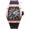 Orologio femminile RM Orologio elegante Orologio RM023 Serie da donna Meccanico automatico in titanio Fibra di carbonio Moda Full Hollow Oro rosa 18 carati