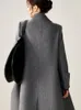 Spring trend high-end high count wool design long double-sided woolen lazy coat