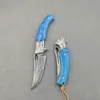 Couteaux de chasse de camping Damas Chasse Couteau de camping pliant en plein air Coupe-fruits Outil de sauvetage en bois EDC Couteau multicolore 240315