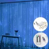 Cordes Rideau de Noël LED Guirlandes Guirlande Festival Décoration 8 Modes USB Télécommande Vacances Mariage Fée Pour La Maison