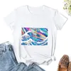 Polos pour femmes, T-shirt holographique Great Wave, vêtements surdimensionnés Kawaii, T-shirts pour femmes