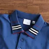 Designer Men Luxury Blue Polos High Quality Tshirt Classic Embroidery On Chest Trendy Casual Tees Kort ärm