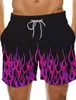 Shorts pour hommes Coloré Flame Mens 3D Maillot de bain imprimé 2024 Summer Fashion Swim Beach Tennis Sports Fitness Ice