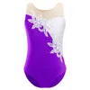 Palco desgaste crianças meninas sem mangas ballet dança collant brilhante strass apliques figura patinação no gelo ginástica collants macacão bodysuit